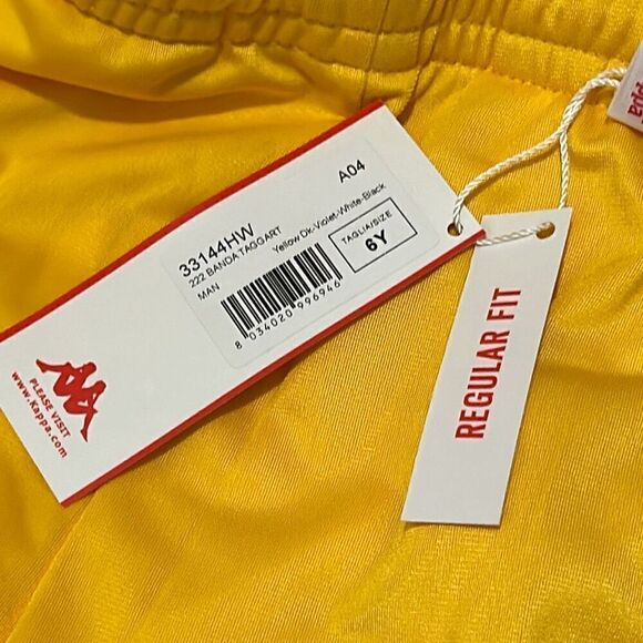 Kappa 6 Youth Sneek Man Track Stripe Logo Joggers Sweatpants Yellow Streetwear - Picture 7 of 13